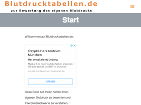 'blutdrucktabellen.de' screenshot