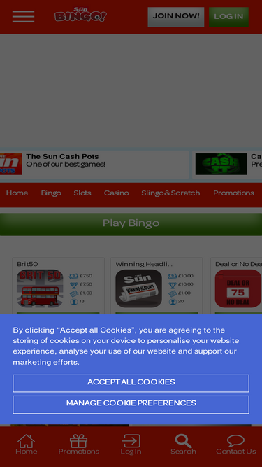 Sun Bingo 50 Free Spins