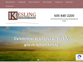 'keslingfuneralhome.net' screenshot