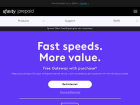 'xfinityprepaid.com' screenshot