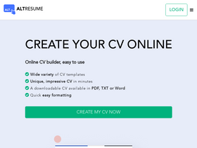 'altresume.com' screenshot