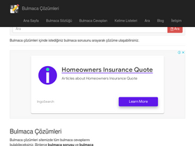 'bulmacacozumleri.com' screenshot
