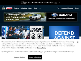 'philadelphiaunion.com' screenshot