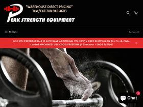peakstrengthequipment.com homepage screenshot