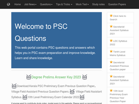 'pscquestion.in' screenshot