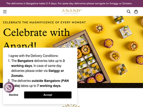 'anandsweets.in' screenshot