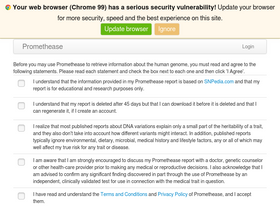 'promethease.com' screenshot
