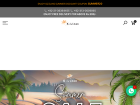 K Linen website screenshot