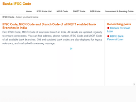 'banksifsccode.com' screenshot