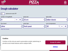 'pizzacreator.net' screenshot