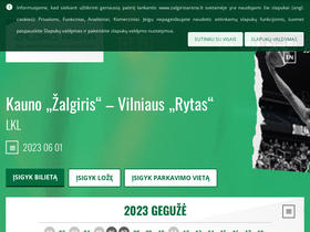 'zalgirioarena.lt' screenshot