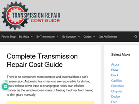 'transmissionrepaircostguide.com' screenshot