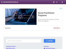 'naehrwertrechner.de' screenshot