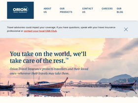 'oriontravelinsurance.ca' screenshot