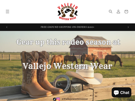 vallejowesternwear.com homepage screenshot