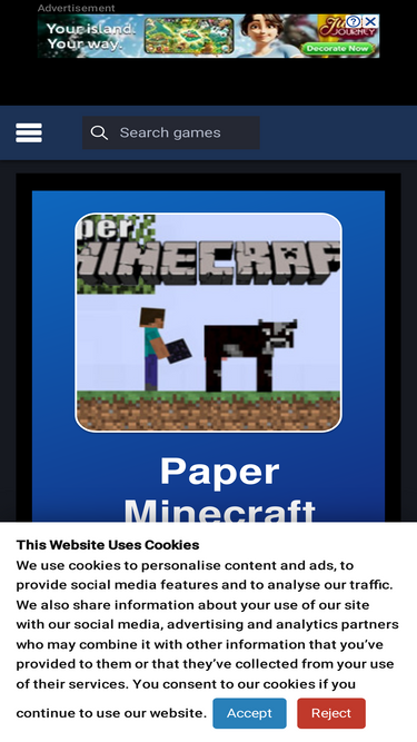 Paper Minecraft Online for Free on NAJOX.com
