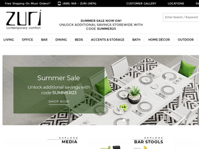 'zurifurniture.com' screenshot