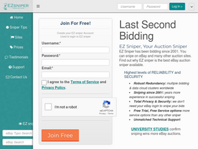'ezsniper.com' screenshot