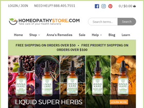 homeopathystore.com homepage screenshot