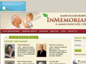 'inmemoriam.ca' screenshot
