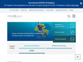 'aspetar.com' screenshot