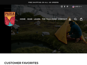 'pariaoutdoorproducts.com' screenshot