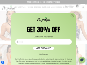 'papayaclothing.com' screenshot
