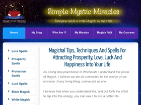 'simplemysticmiracles.com' screenshot