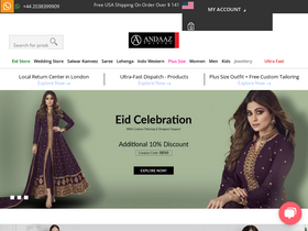 'andaazfashion.co.uk' screenshot