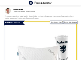 'pillowspecialist.com' screenshot