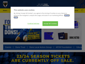 'afcwimbledon.co.uk' screenshot