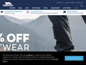 'trespass.com' screenshot