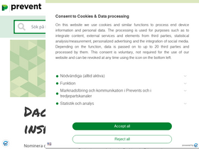 'prevent.se' screenshot