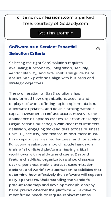 criterionconfessions.com