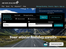 'airnewzealand.com.au' screenshot