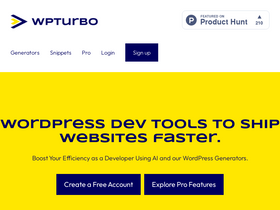 WPTurbo - AI-driven WordPress code generation for developers, enhancing speed and customization.