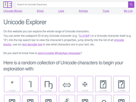 'unicode-explorer.com' screenshot