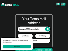 'tempimail.org' screenshot