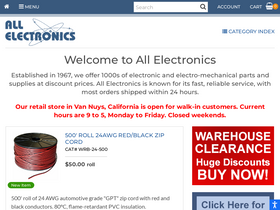 'allelectronics.com' screenshot