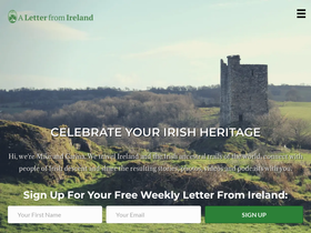 'aletterfromireland.com' screenshot