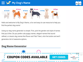 'mydogsname.com' screenshot