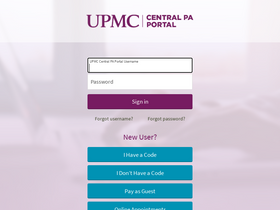 'upmccentralpaportal.com' screenshot