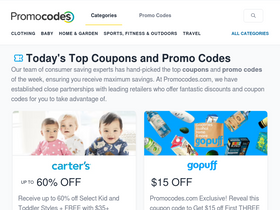 'promocodes.com' screenshot