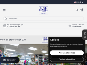 Shoe Centre homepage screenshot