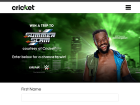 'cricketsweepstakes.com' screenshot