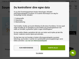 SoundStoreXL.no homepage screenshot