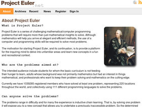 'projecteuler.net' screenshot