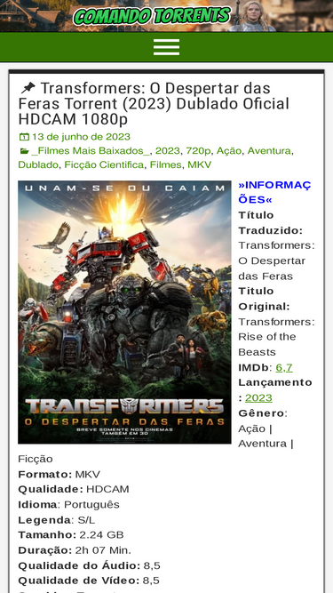 Transformers: O Despertar das Feras Google Drive (2023) Dublado 