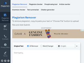 'plagiarismremover.net' screenshot