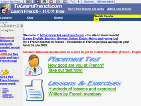 'tolearnfrench.com' screenshot